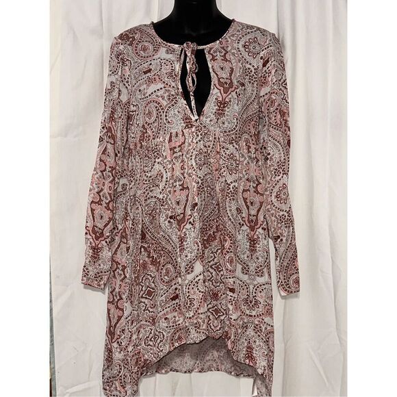 Anthropologie Dresses & Skirts - NEW WITH TAGS Anthropologie Lilka  Pink Paisley Tunic Dress Top Blouse Flowy Wom